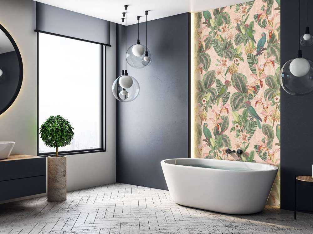 Ptaki i papugi tropikalnej dżungli - delikatny róż