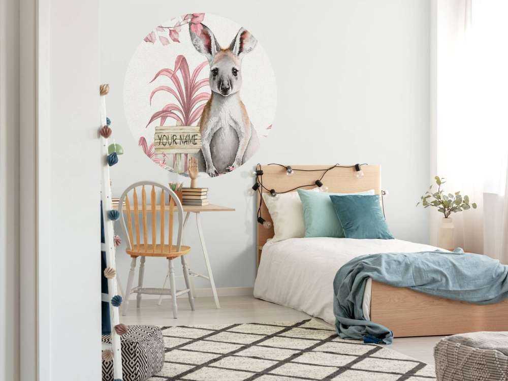 Dziecko kangur w dżungli różowy