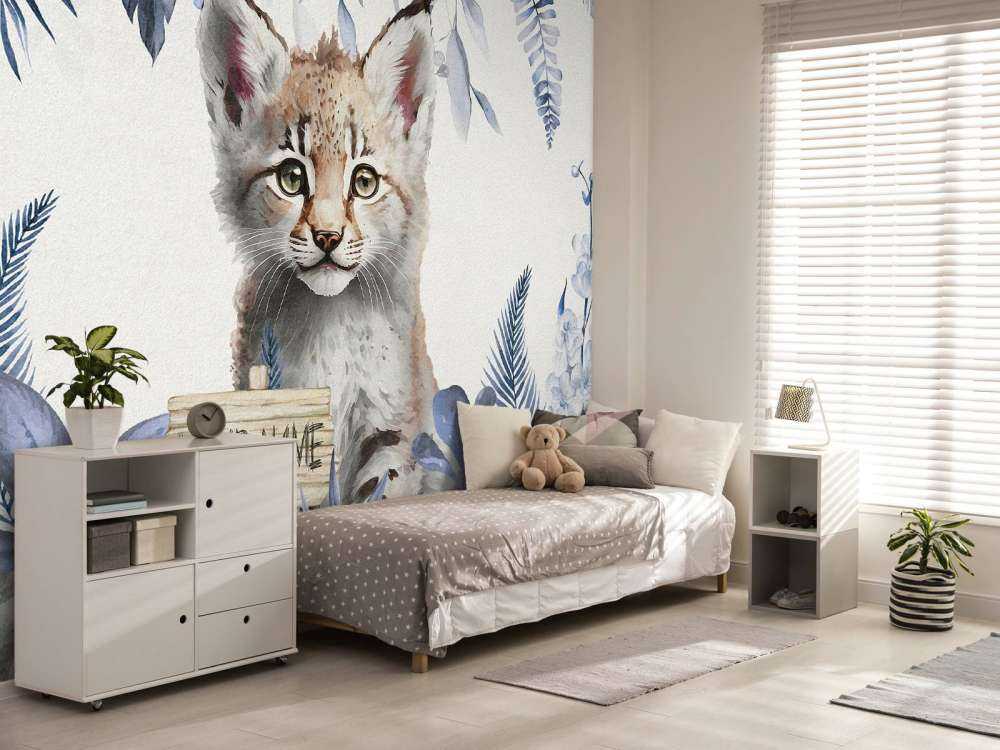 Mały ryś w dżungli niebieski