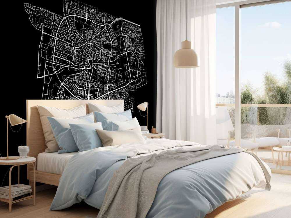 Mapa Leeuwarden, czarna
