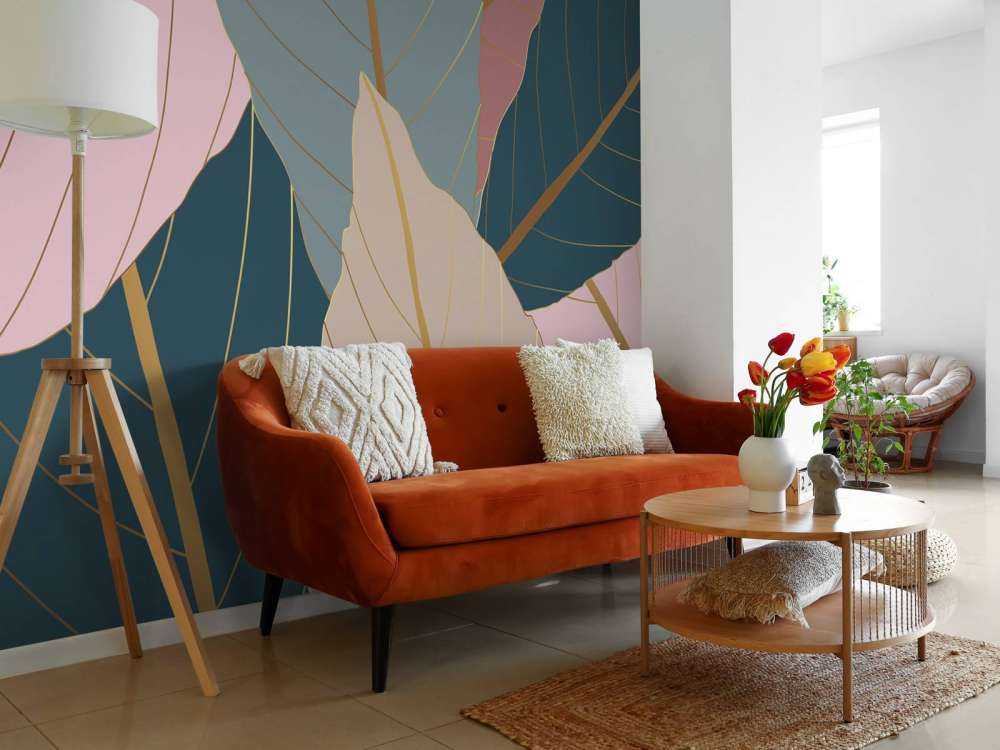 Liście tropikalne z dodatkiem złota