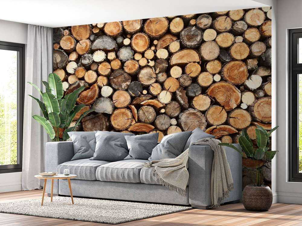 Pnie drzew ułożone w stosy