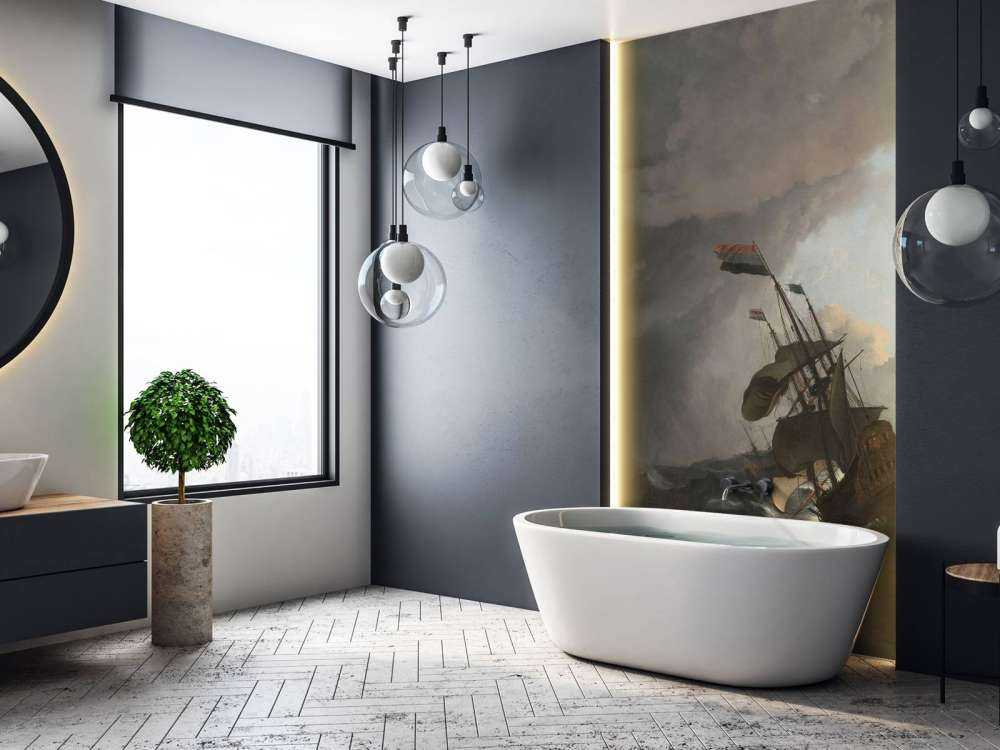 Statki wojenne podczas burzy