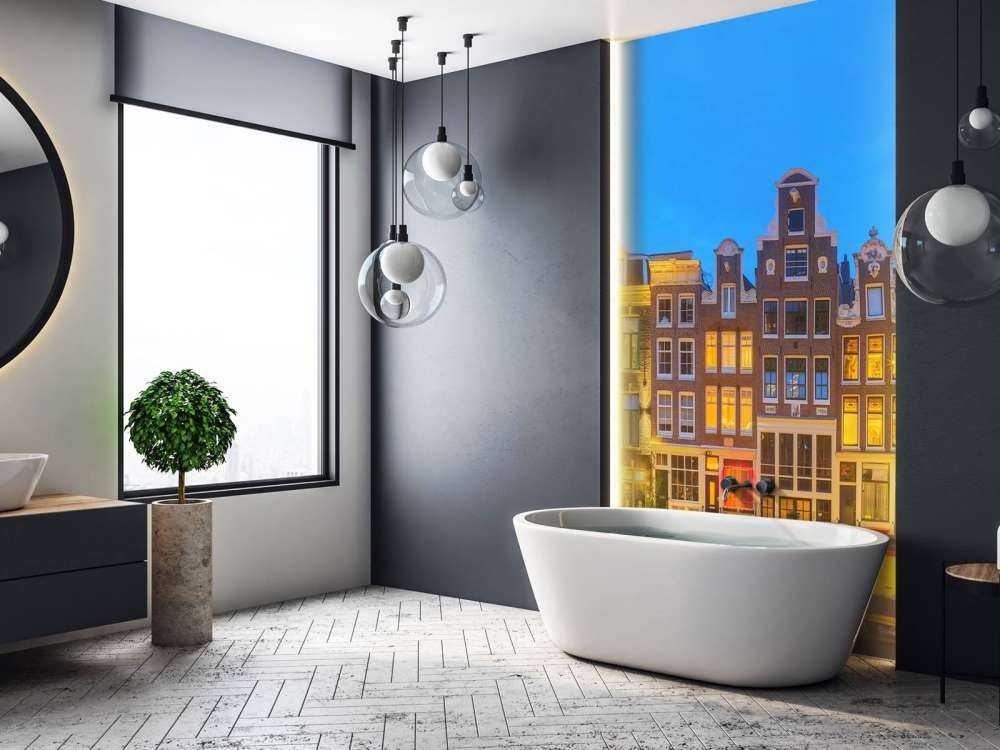 Domy w Amsterdamie w nocy