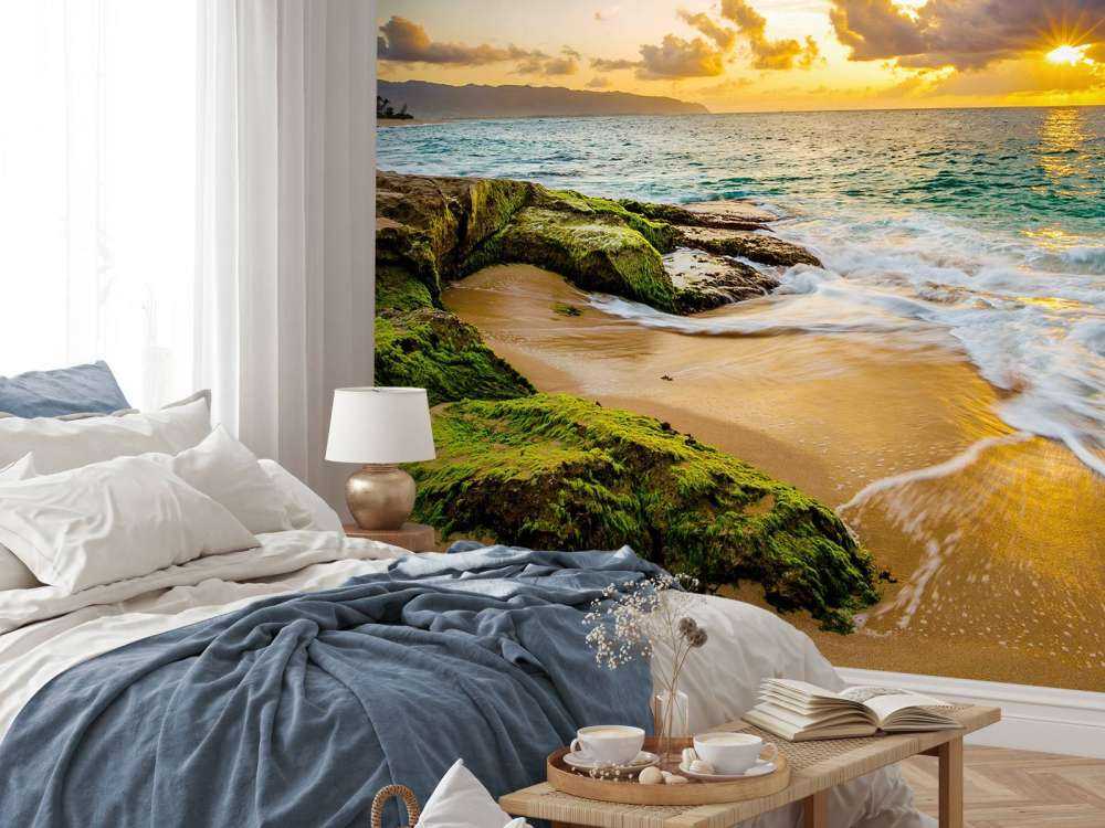 Piękny hawajski zachód słońca