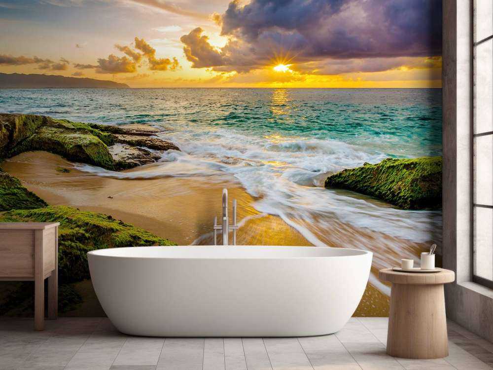 Piękny hawajski zachód słońca