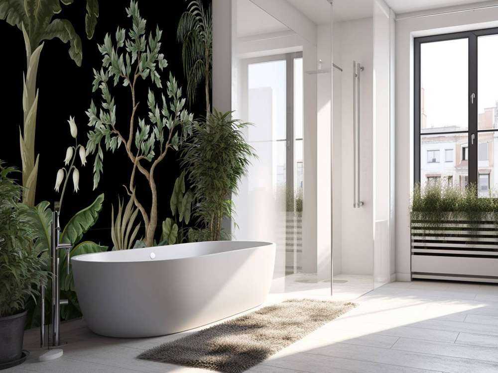 Drzewa z ciemnym tłem