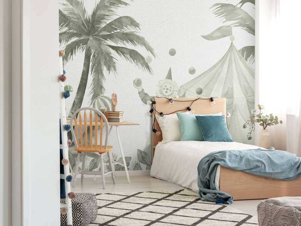 Wesołe zwierzęta cyrkowe w kolorze zielonym