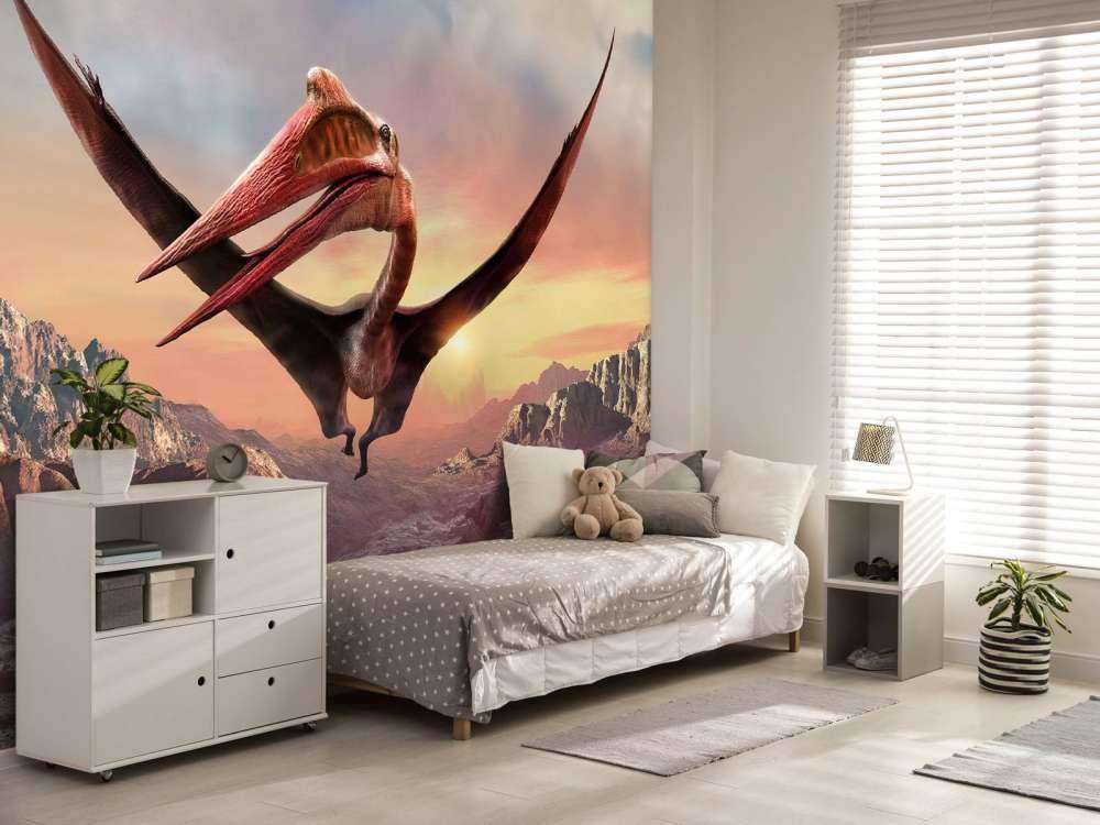 Quetzalcoatlus lecący nad górami