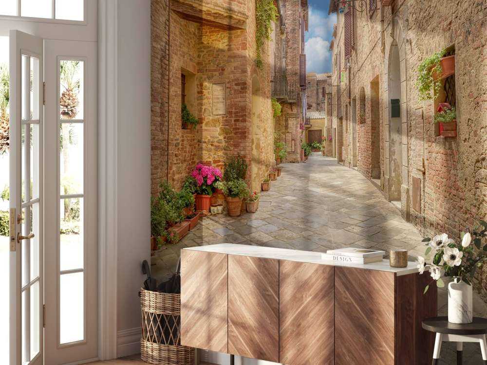 Włoska ulica z roślinami i kwiatami