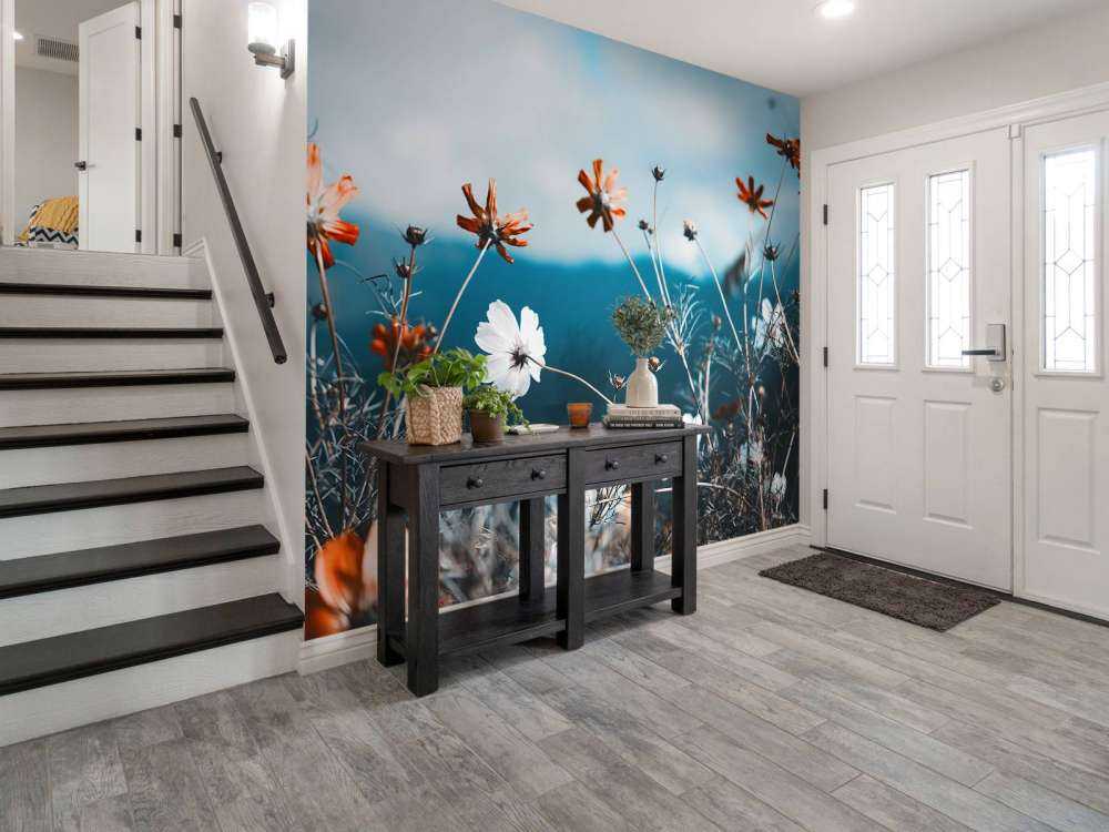 Kwiaty kosmosu w polu