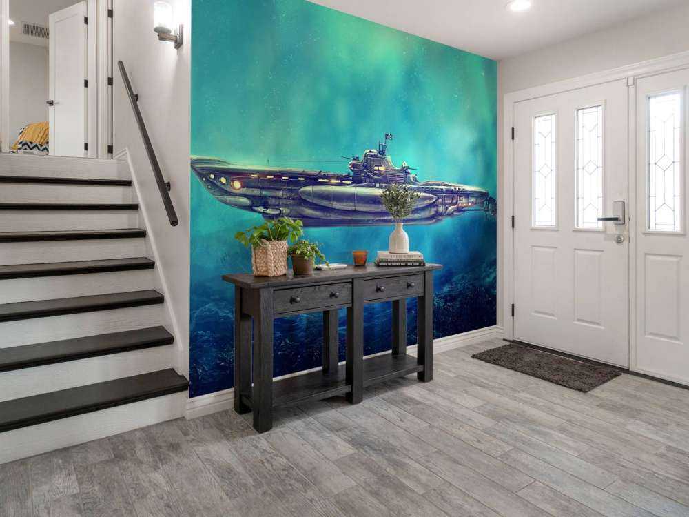 Piracka łódź podwodna w podwodnym świecie