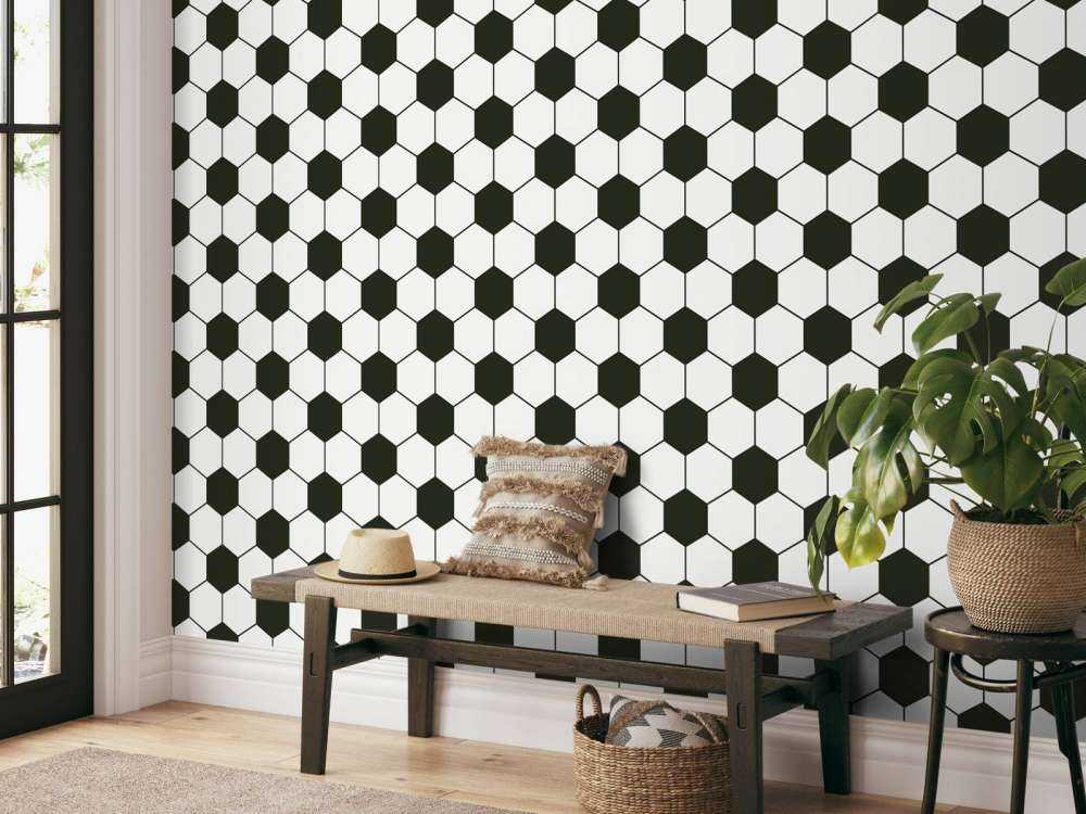 Czarno-białe wielokąty geometryczne w kolorze czarnym i białym