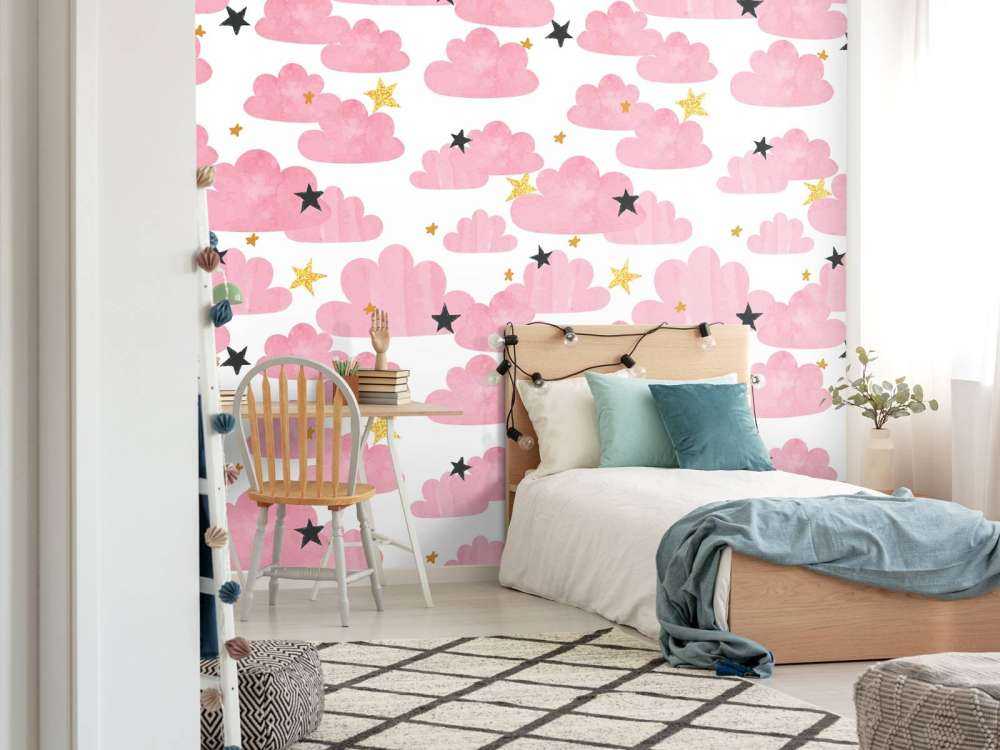 Akwarelowe chmury, różowe