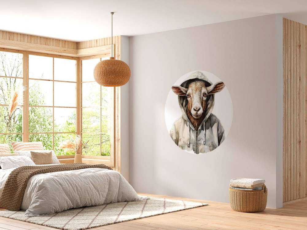 Akwarelowy rysunkowy kozioł w bluzie z kapturem