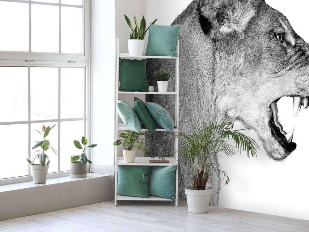 Widok z boku lwicy biały