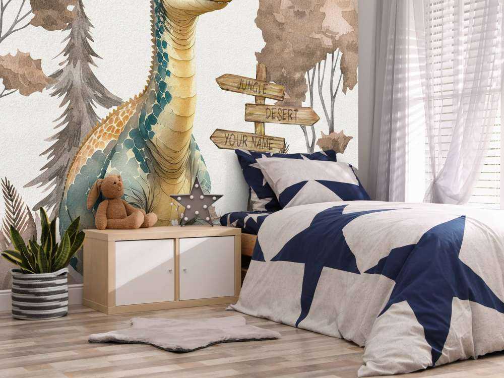 Młody brachiozaur w taupe dżungli