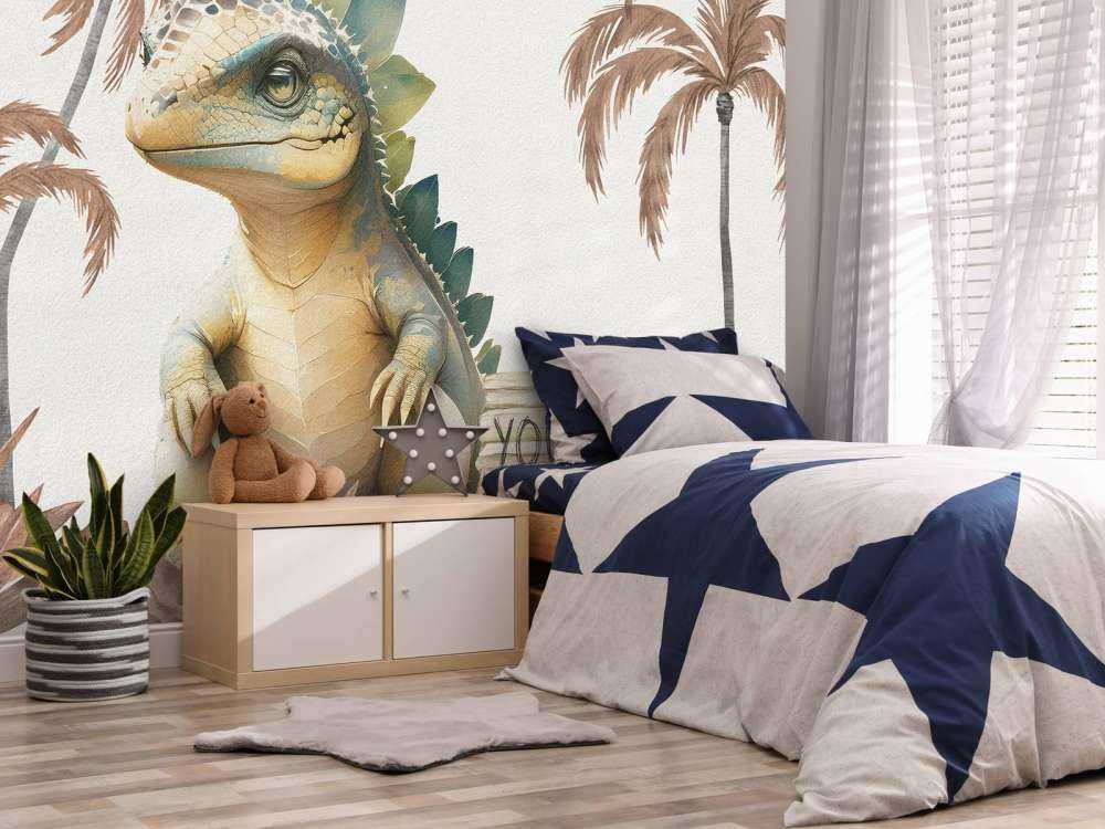 Młody stegozaur w taupe dżungli