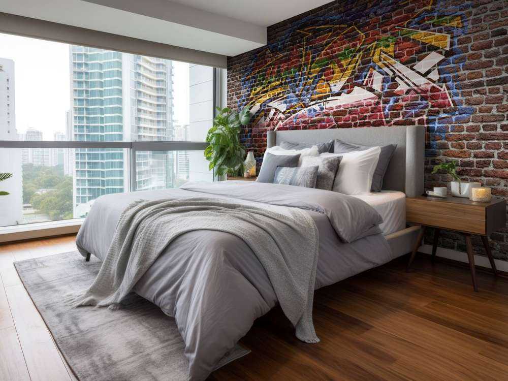 Graffiti na ścianie z cegieł