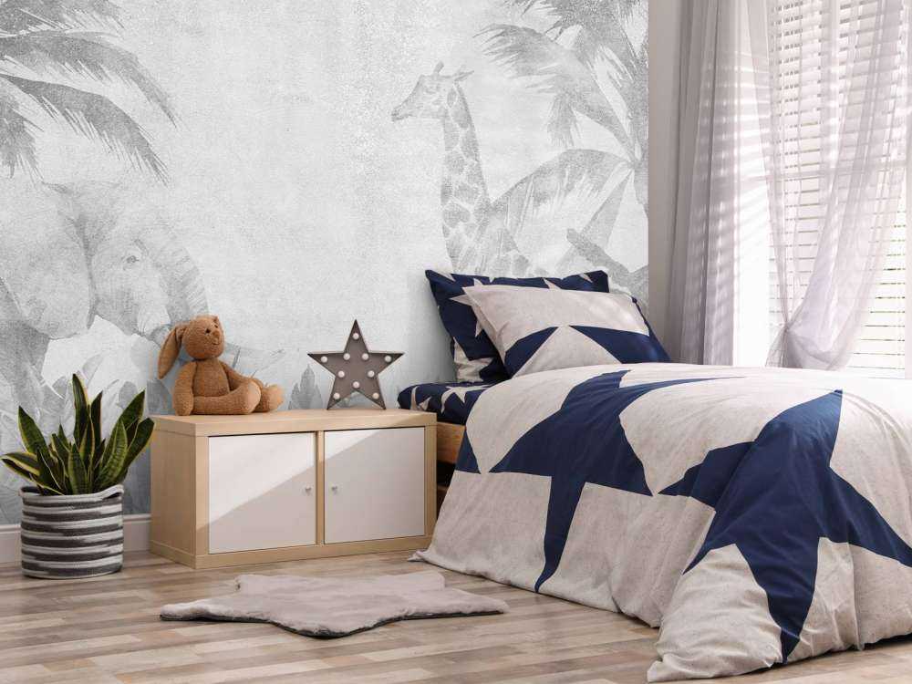 Wesołe zwierzęta z dżungli na betonie