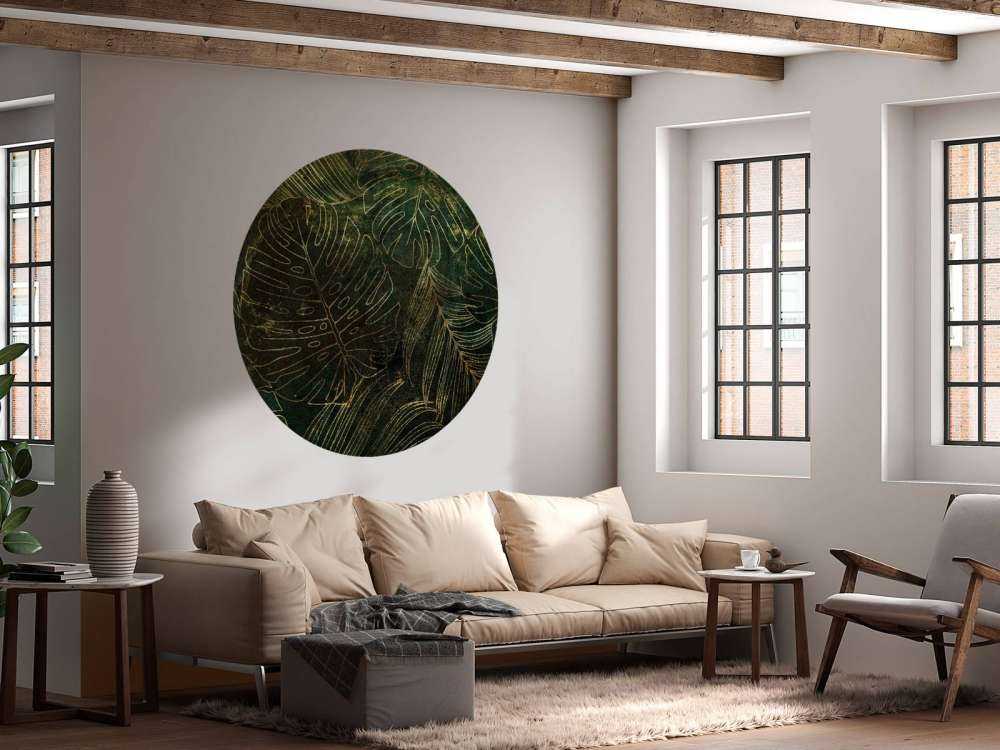 Zielona struktura ze złotymi liśćmi