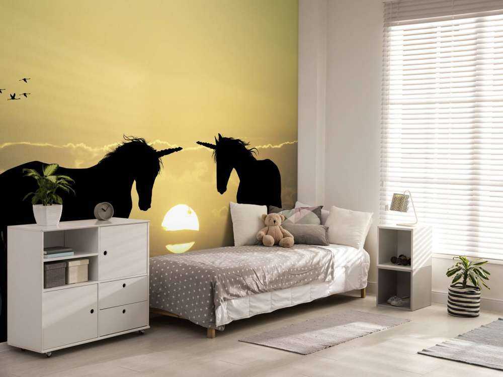 Jednorożce o zachodzie słońca