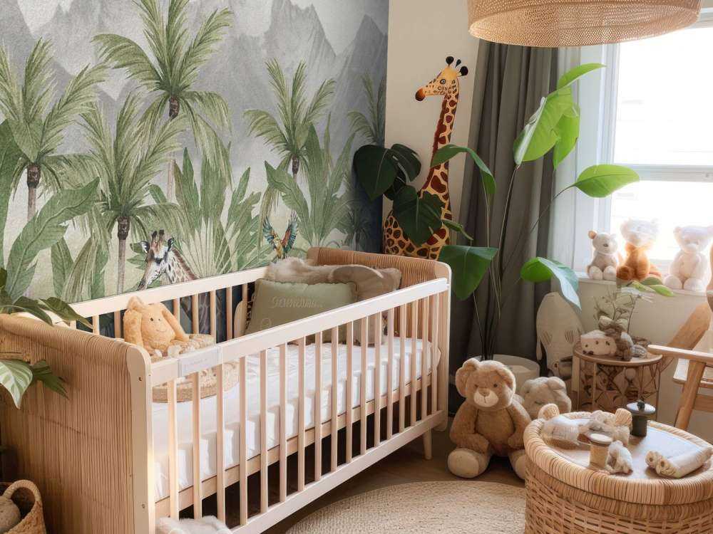 Krajobraz górski ze zwierzętami w kolorze