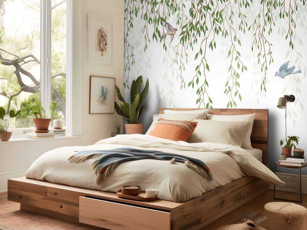 Zwisające gałęzie i ptaki