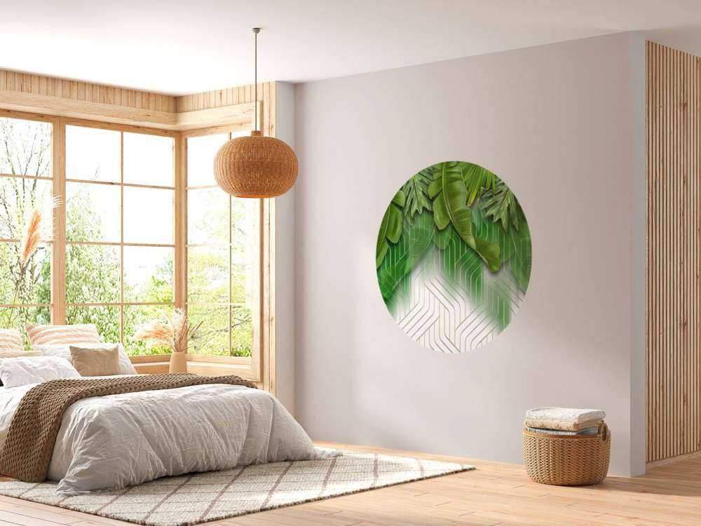 Efekt złotych linii z zielonymi liśćmi