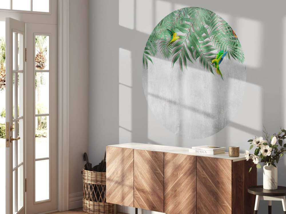 Tropikalne liście i papużki nierozłączki