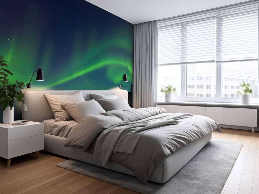 Zorze polarne nad kościołem