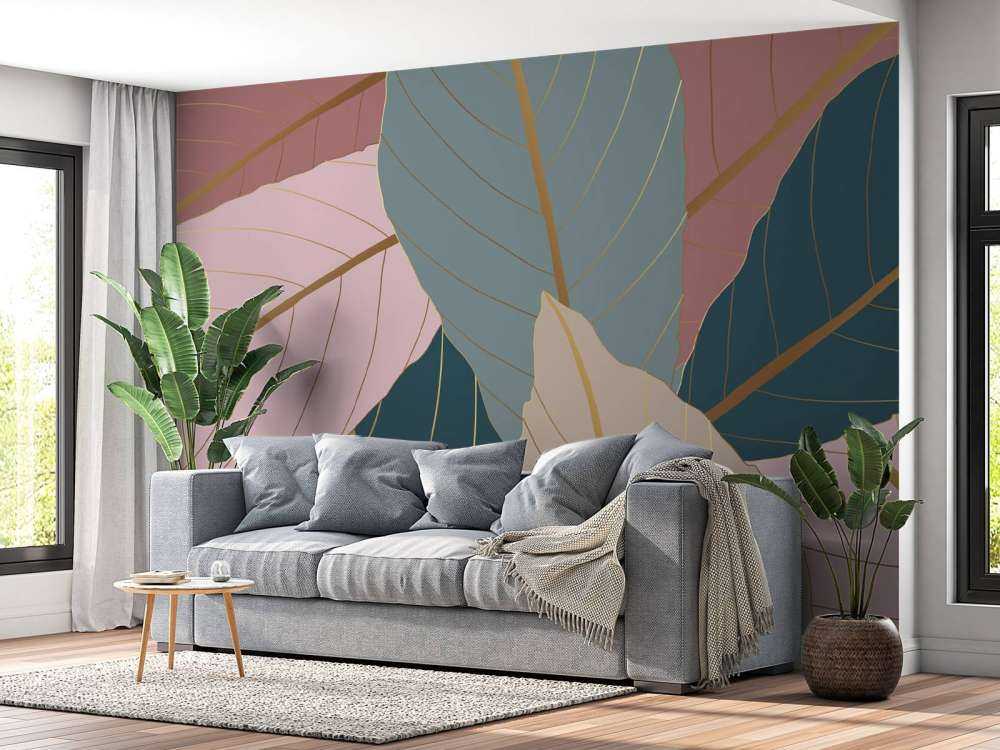 Liście tropikalne z dodatkiem złota