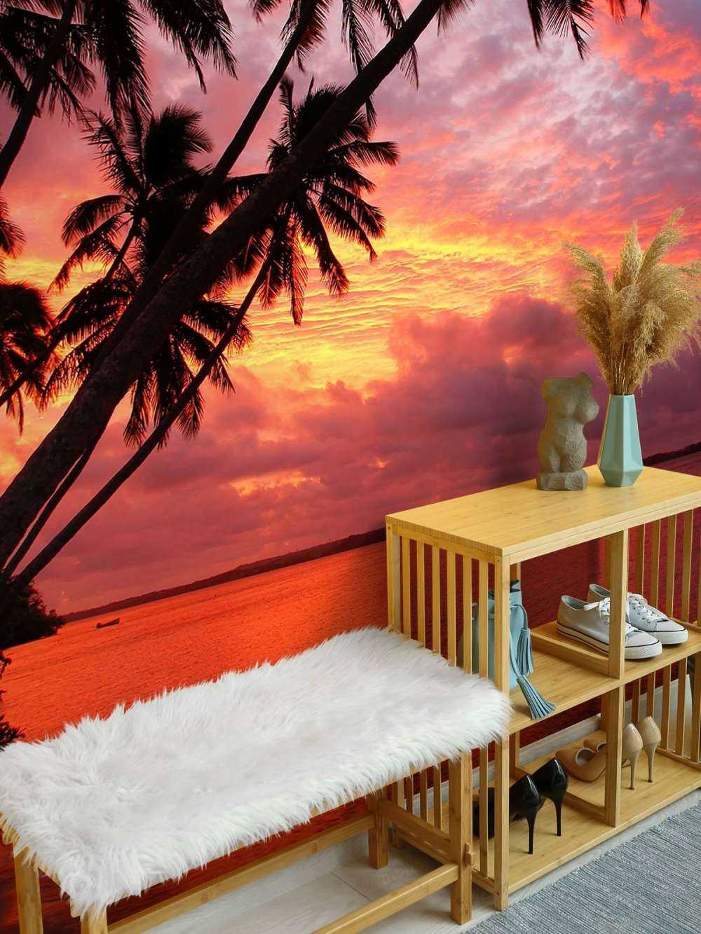 Drzewa palmowe nad czerwonym oceanem