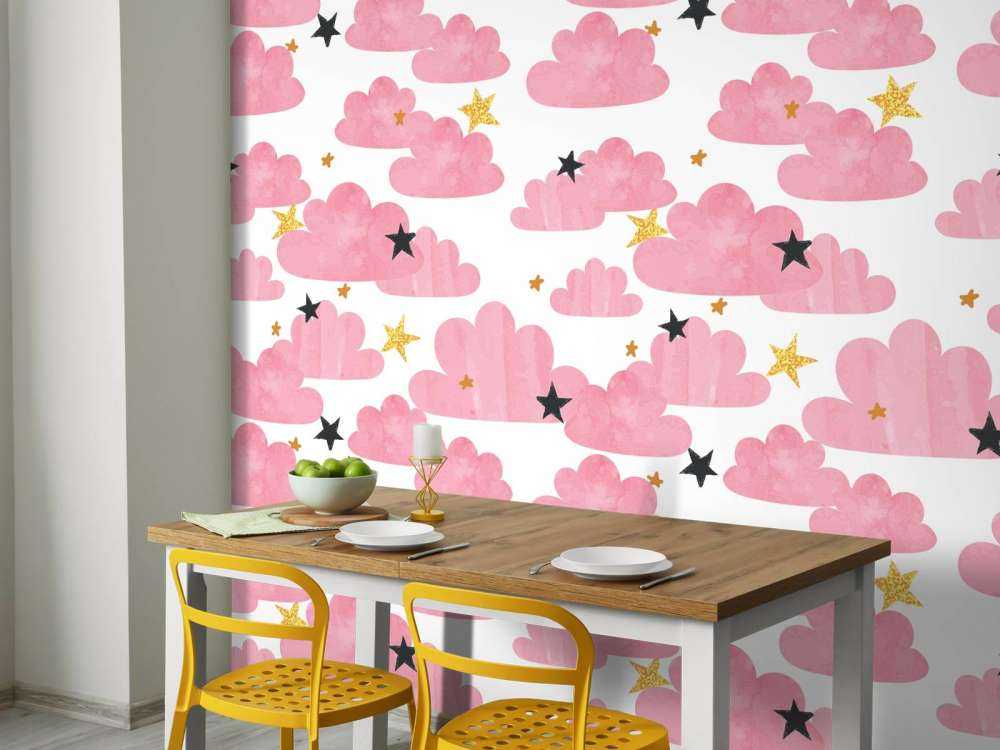 Akwarelowe chmury, różowe