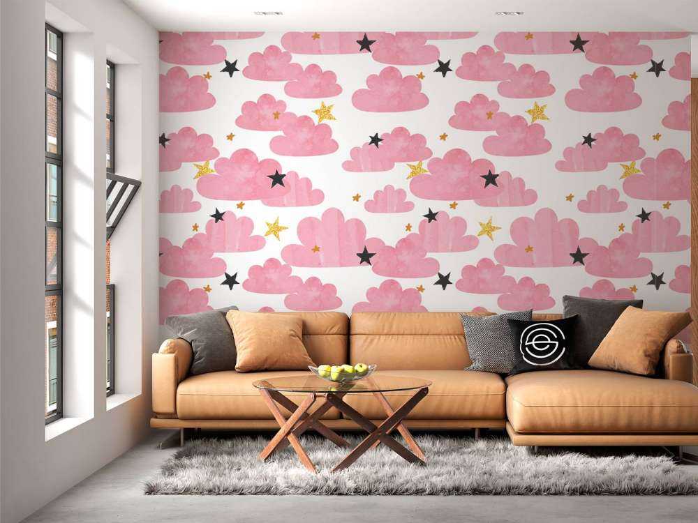 Akwarelowe chmury, różowe