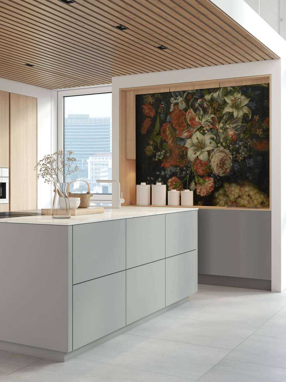 Martwa natura z kwiatami i owocami