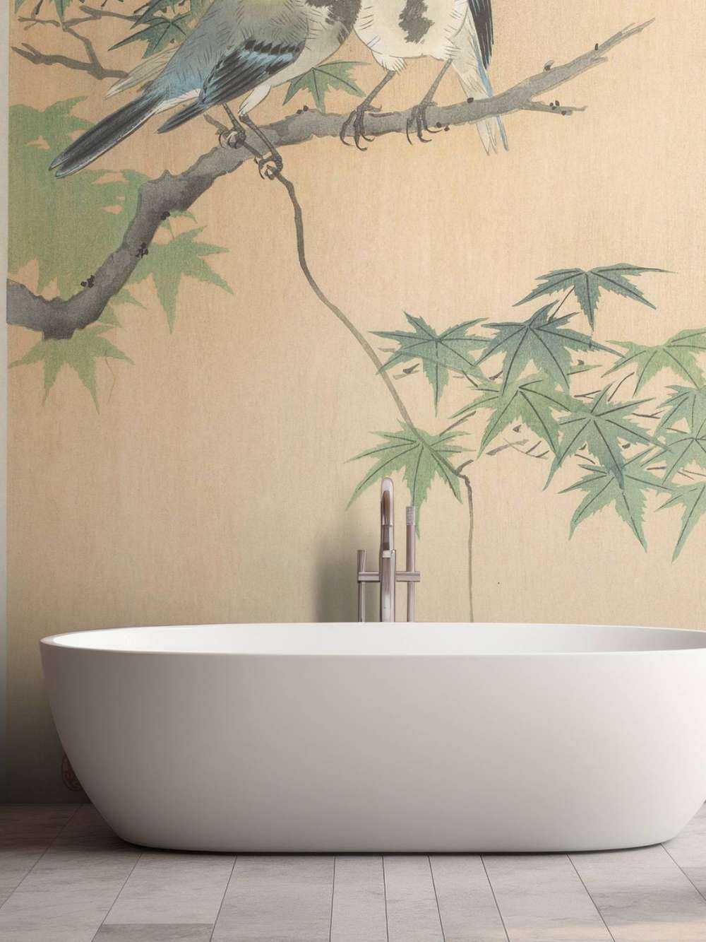 Wielkie sikorki na gałęzi klonowej