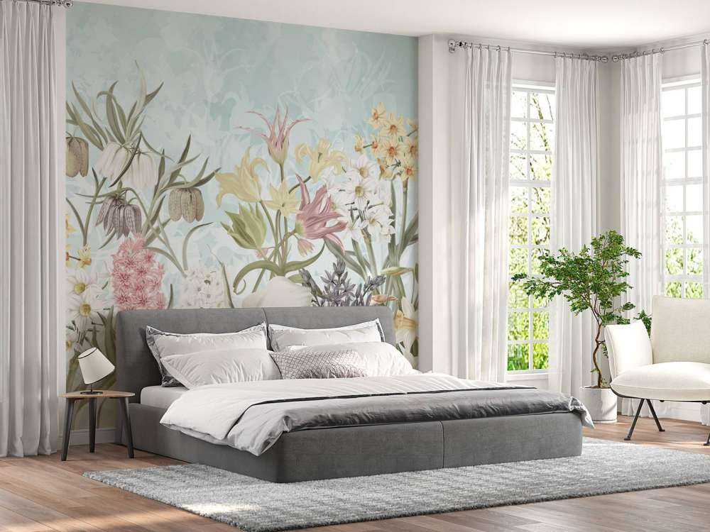 Kwiaty Wiosenne - Mgliste Aqua