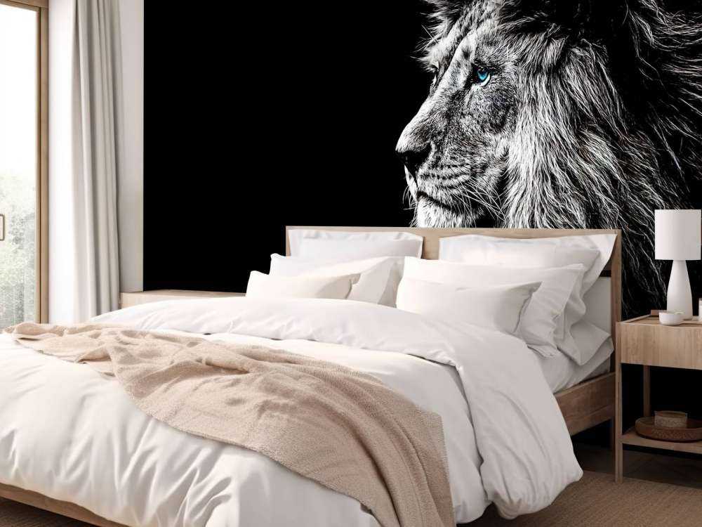 Lew z niebieskimi oczami