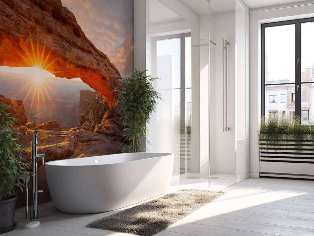 Zachód słońca pod skałami