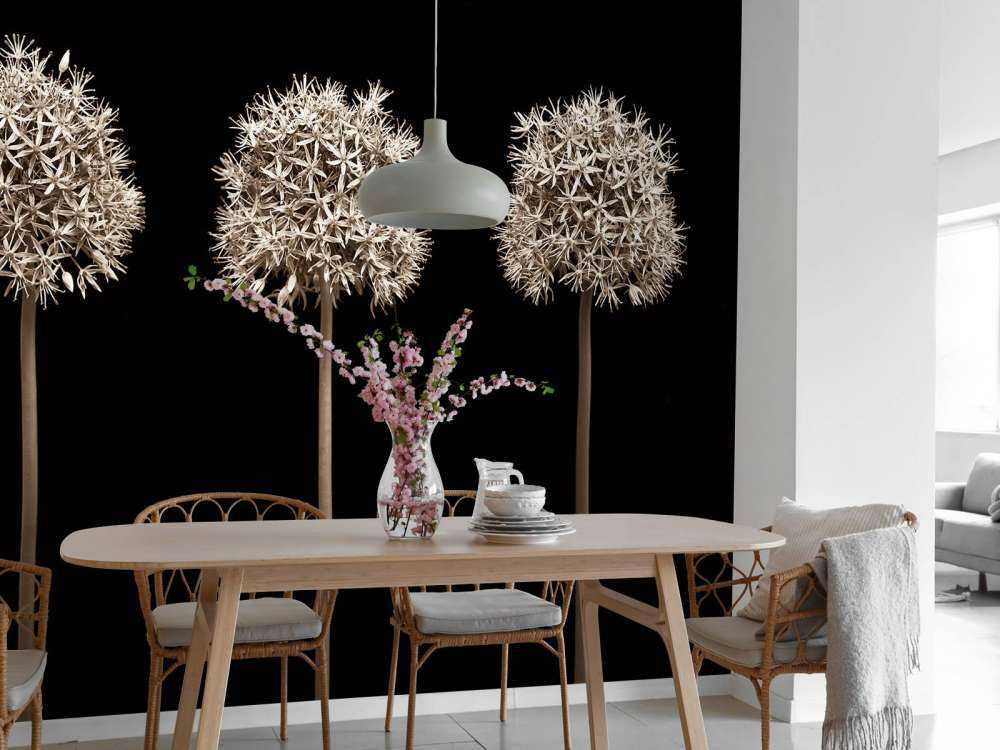 Trzy kwiaty alg w rzędzie