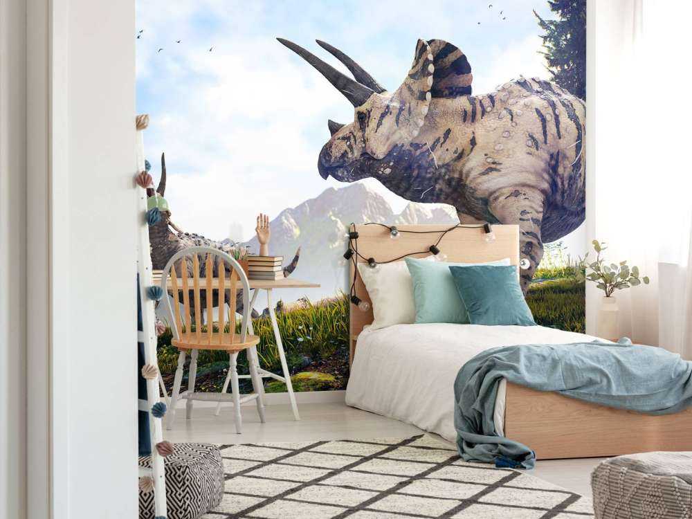 Dinozaury spacerujące po przyrodzie