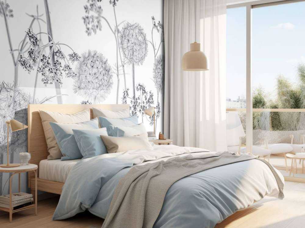 Kwiaty łąkowe w czerni i bieli