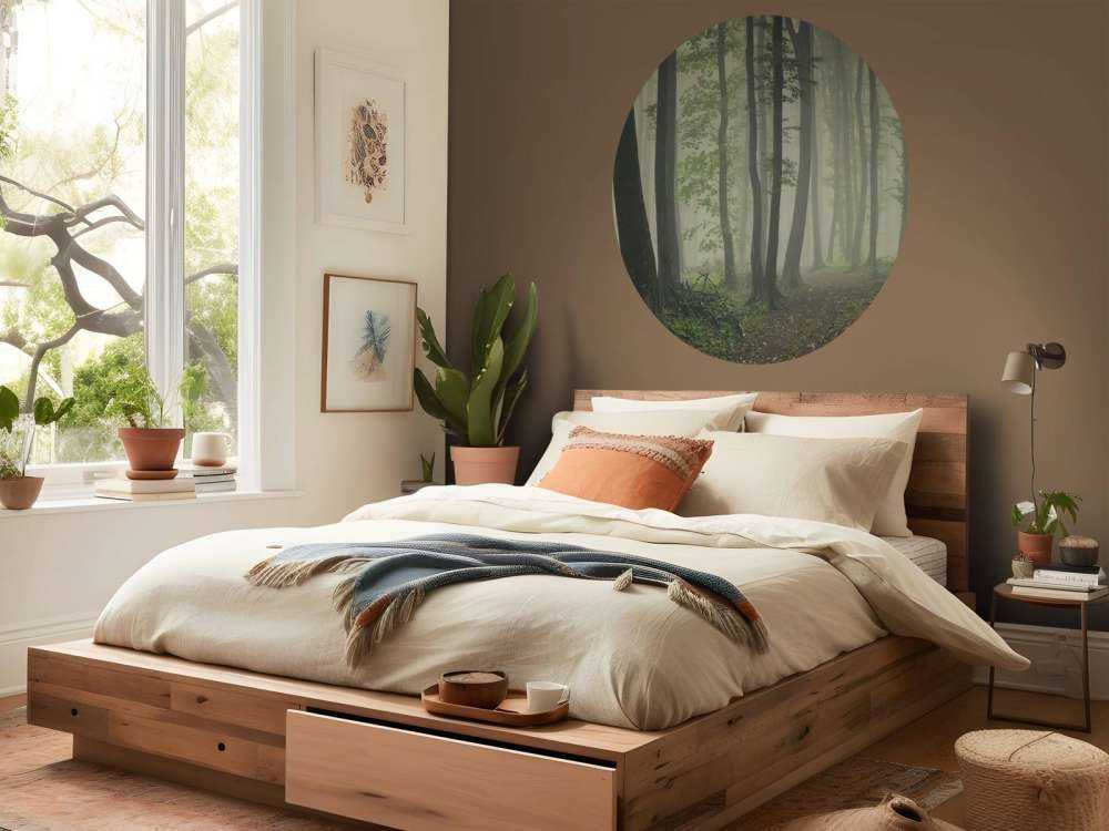 Mgła w zielonym lesie