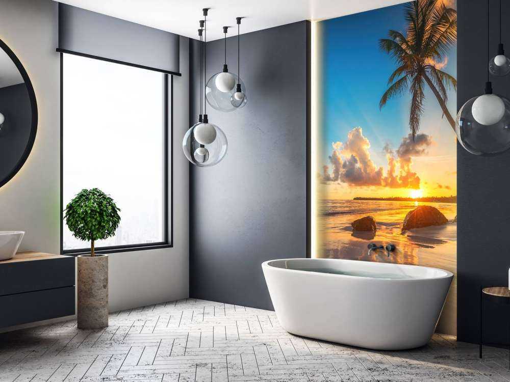 Palmy o zachodzie słońca