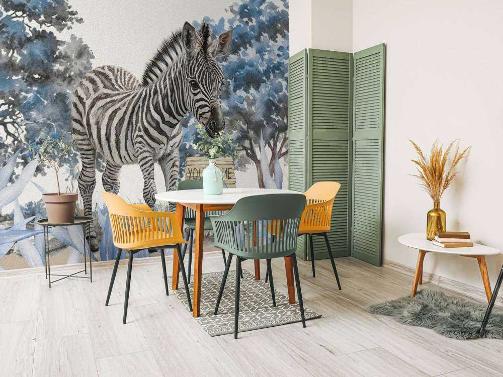 Młoda zebra w naturze w kolorze niebieskim