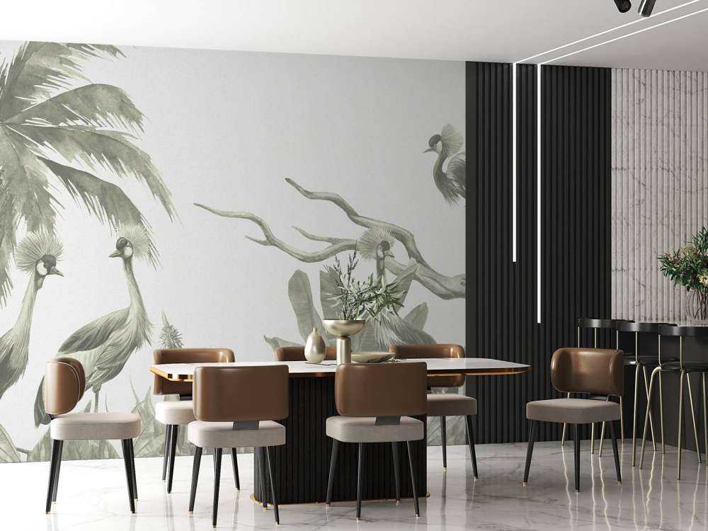 Dżungla z żurawiami w kolorze zielonym