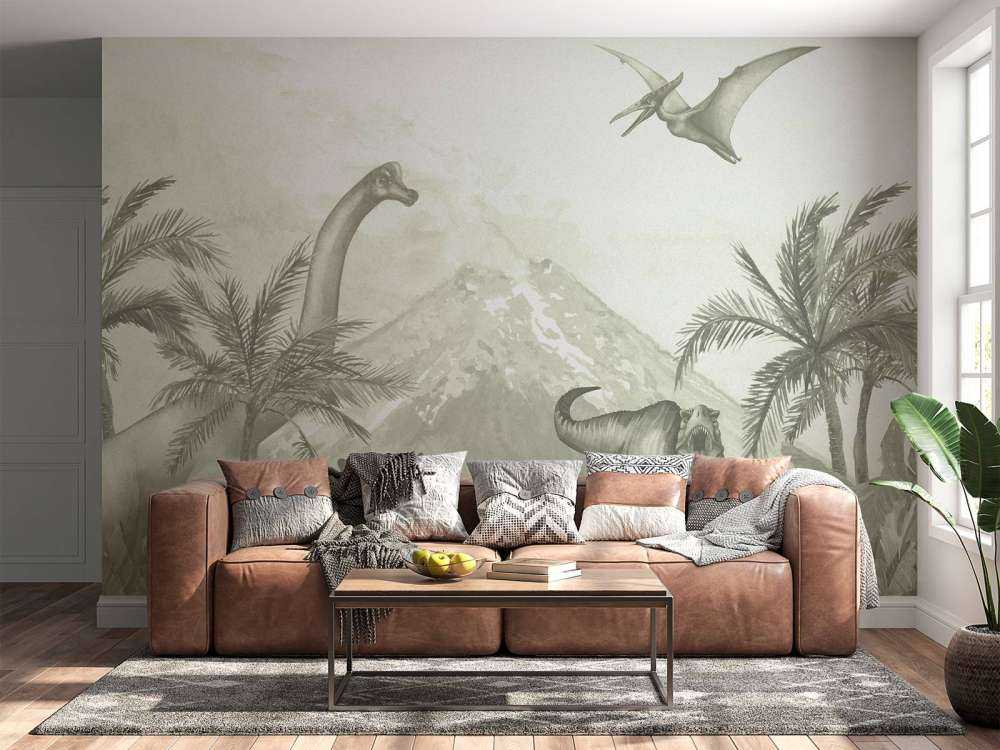 Różne dinozaury w kolorze zielonym