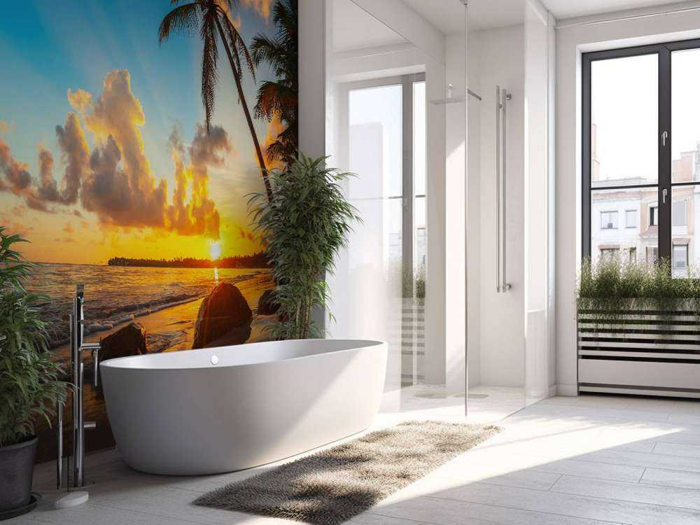 Zachód słońca z palmami