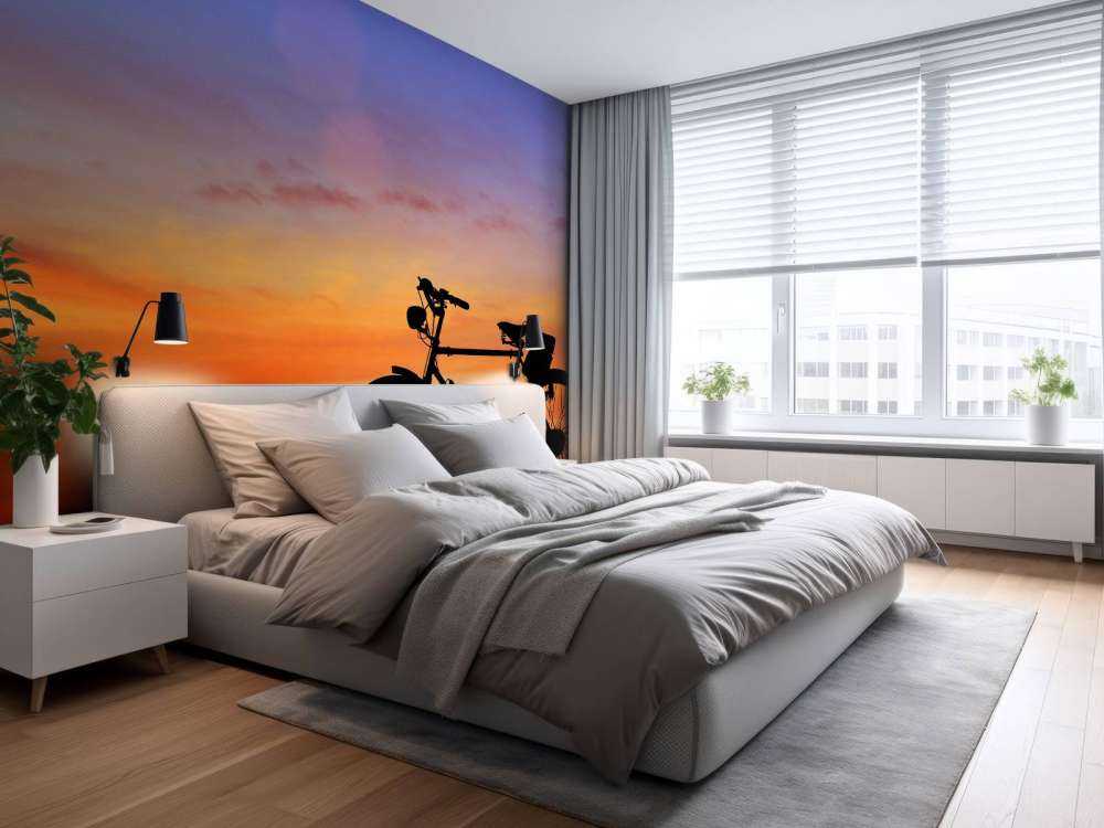 Rower zabytkowy przy zachodzie słońca